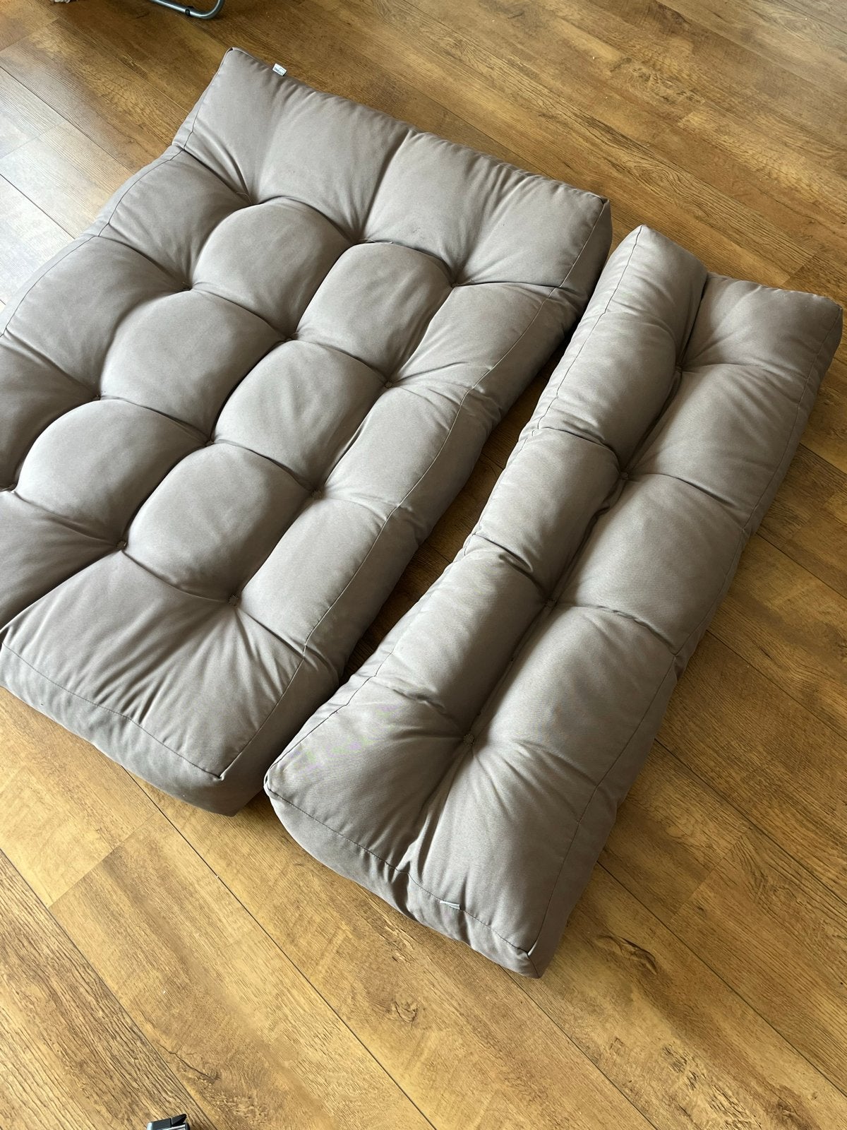 Palletkussens set: zitkussen en rugkussen (grijs), Ophalen, Gebruikt, Palletkussen, Grijs