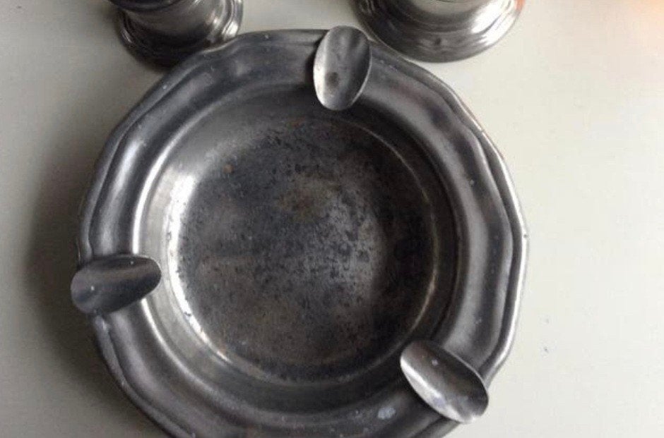 Tin    asbak     vintage   retro, Ophalen of Verzenden