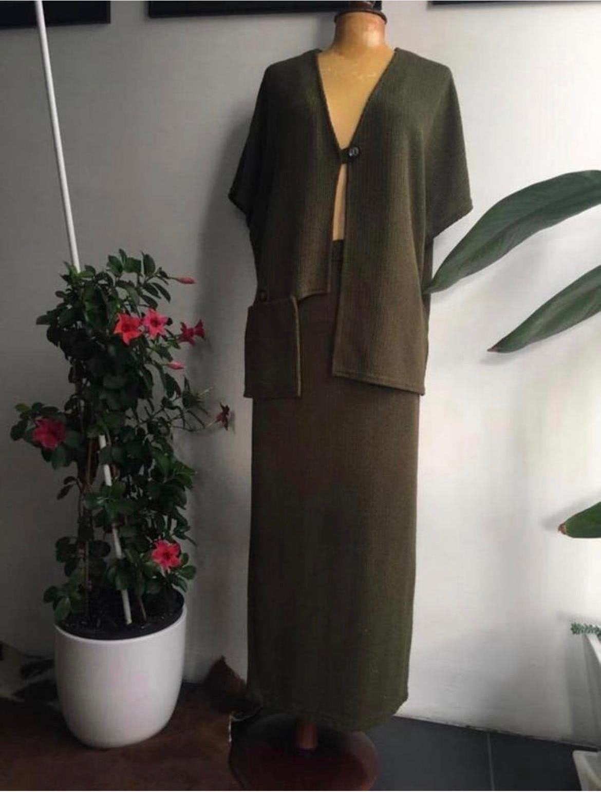 Gina Laura rokkostuum damespak olijfgroen donkergroen S/M, Kleding | Dames, Kostuum of Pak, Ophalen of Verzenden, Zo goed als nieuw
