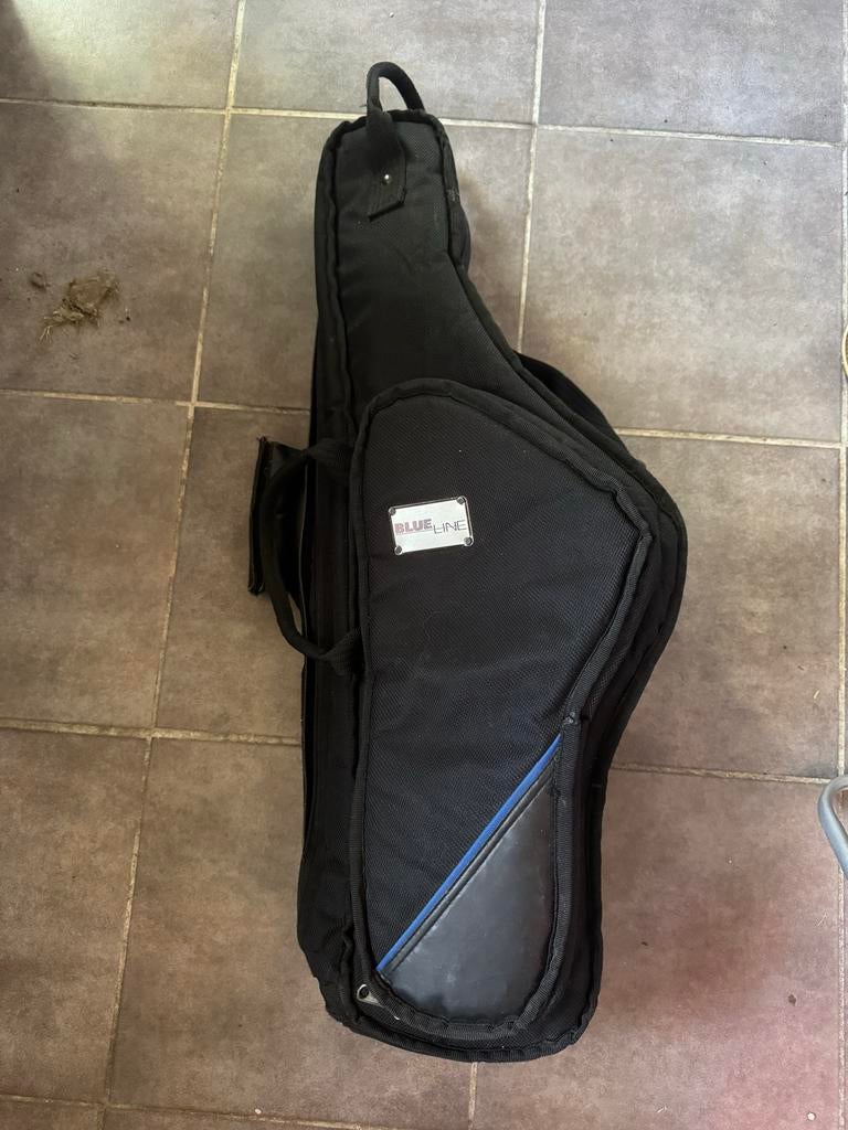Blue Line Saxofoonhoes (tenorsax) - Zwart met Blauwe Accent, Ophalen of Verzenden, Zo goed als nieuw, Saxofoon
