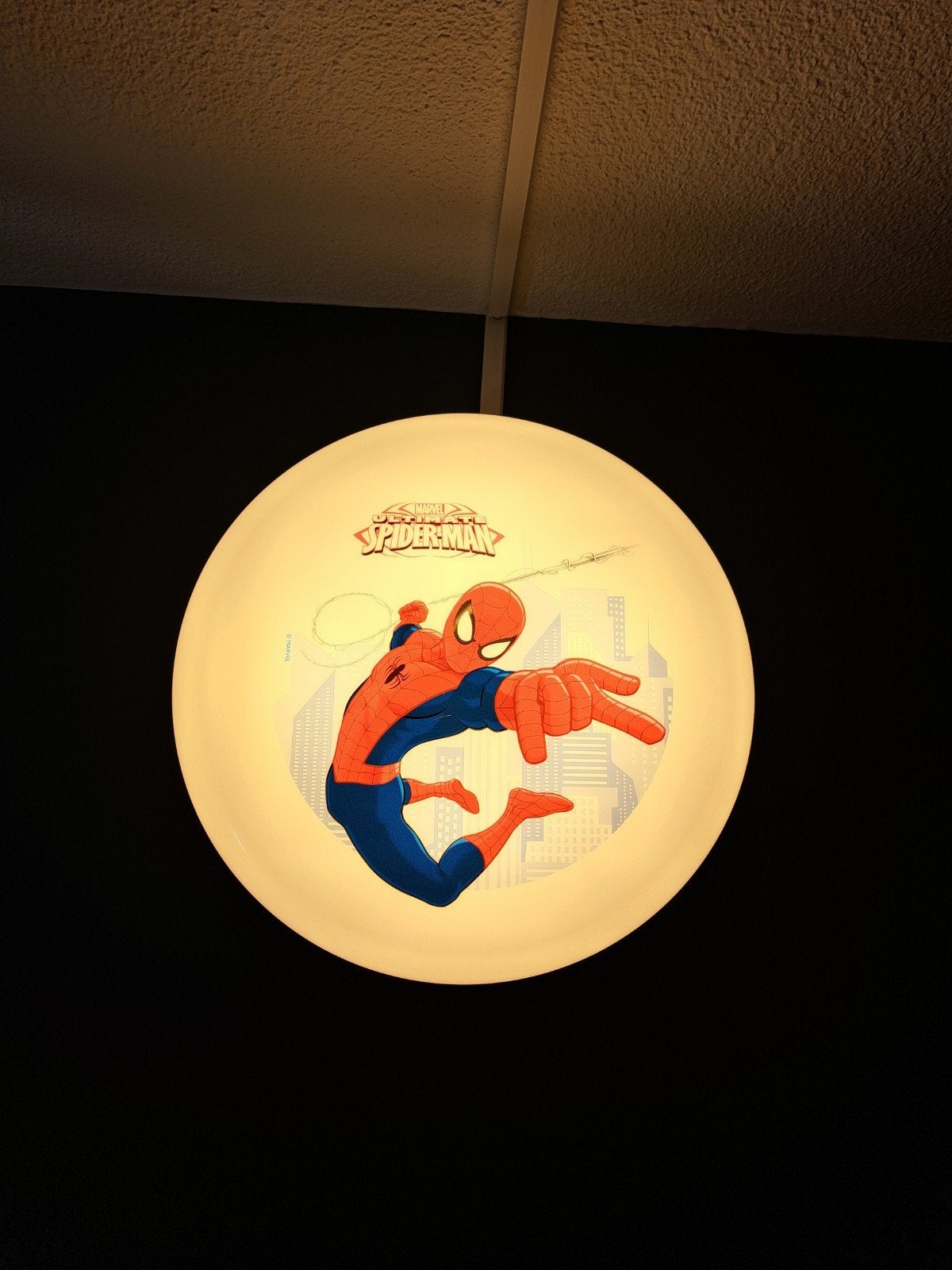 spiderman wand lamp led, Ophalen of Verzenden, Zo goed als nieuw, Glas, Wandlamp