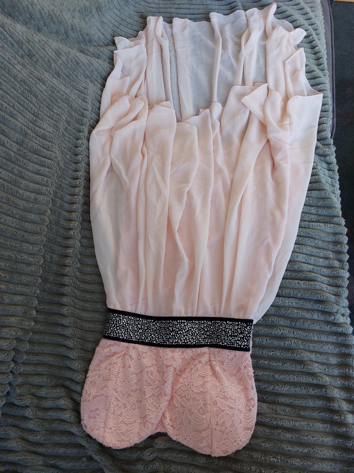 Roze jurk met kant en strass band, Ophalen of Verzenden
