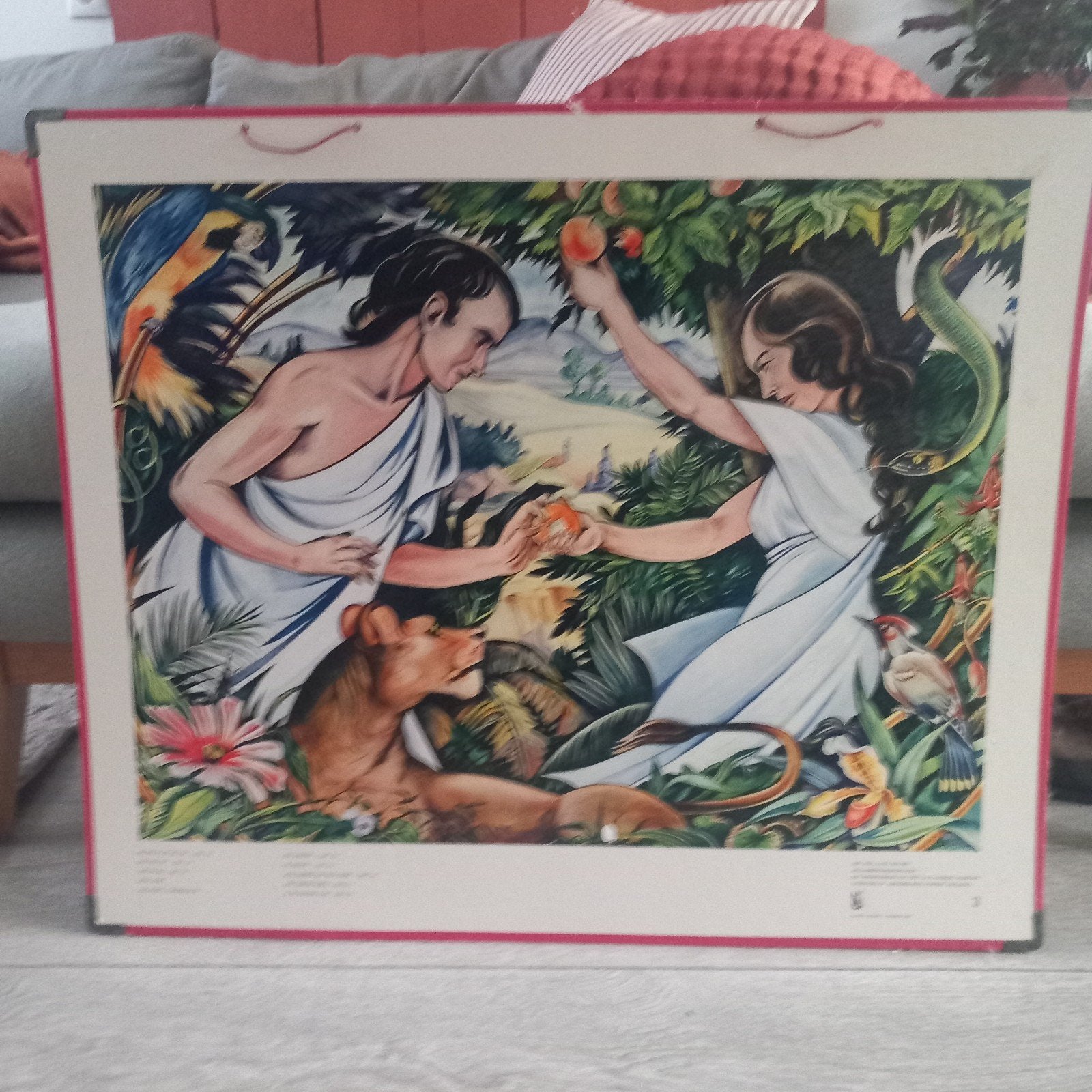 Vintage schoolplaat Adam en Eva - Zondeval, Antiek en Kunst, Ophalen