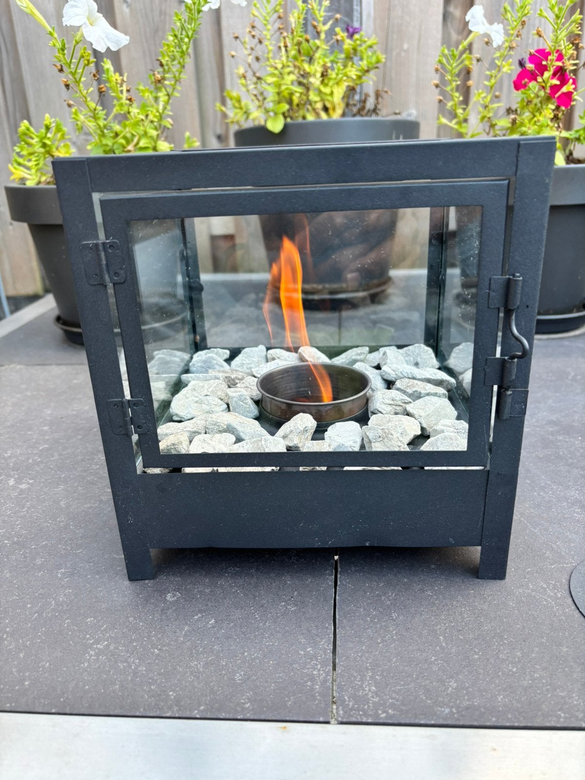 Bio ethanol tafel-/sfeerhaard merkloos met deurtje, Ophalen of Verzenden, Gebruikt
