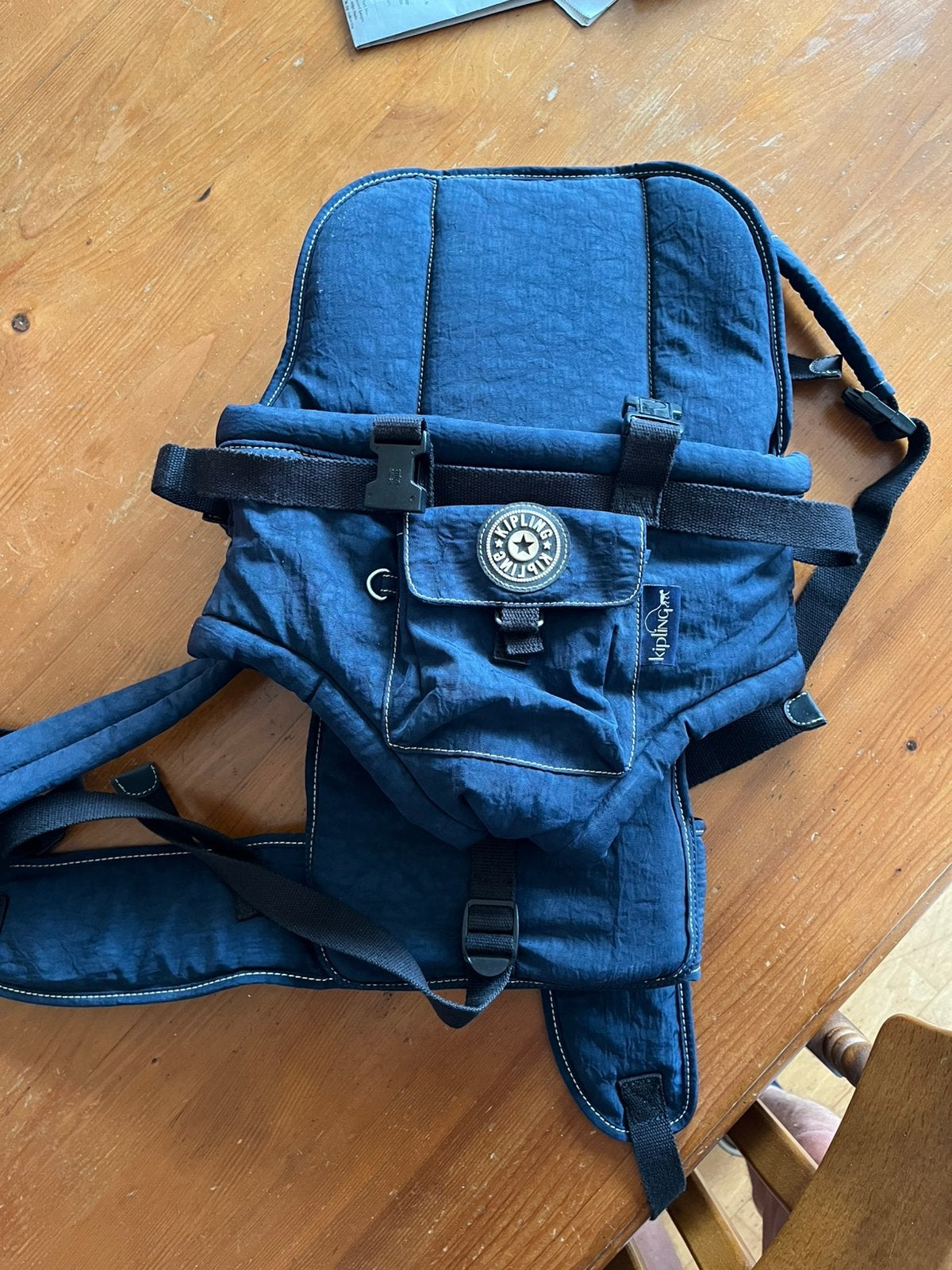 Donkerblauwe draagzak Kipling, Overige merken, Gebruikt, Ophalen of Verzenden, Buik