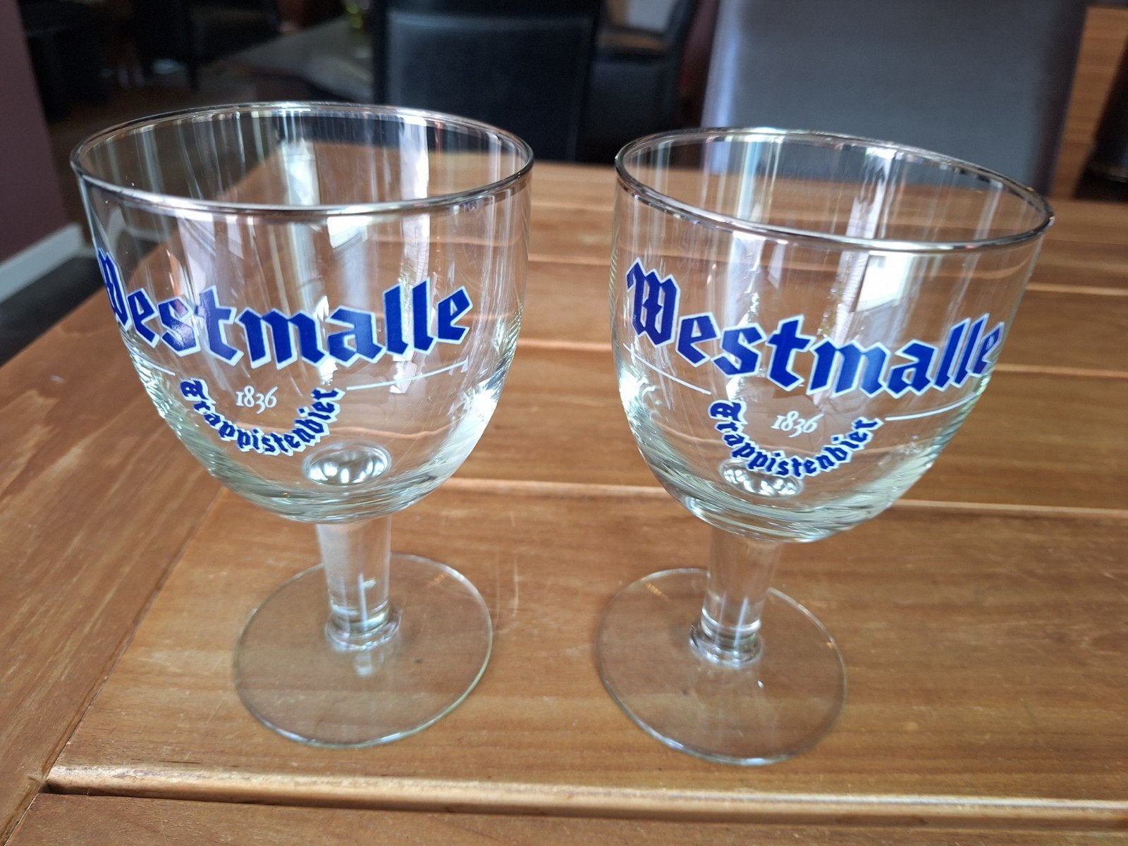 Westmalle Trappistenbier Glazen - Set van 2, Ophalen of Verzenden, Zo goed als nieuw, Overige merken, Glas