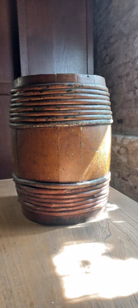 Antieke houten ton (nr. 9) – authentiek volkskunst, Ophalen of Verzenden
