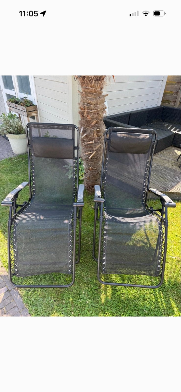2x Lafuma ligstoel - Comfortabel en verstelbaar, Tuin en Terras, Ophalen of Verzenden, Gebruikt, Textileen, Inklapbaar