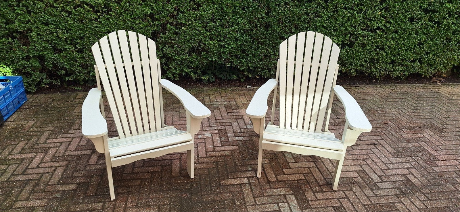 Twee Adirondack tuinstoelen, Tuin en Terras, Ophalen of Verzenden, Gebruikt, Hout