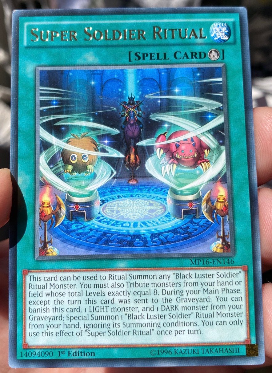 Yu-Gi-Oh! Super Soldier Ritual MP16 1st Edition !, Ophalen of Verzenden, Zo goed als nieuw, Losse kaart