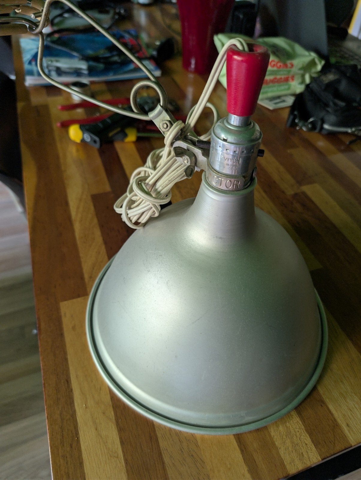 Vintage Smith-Victor foto-Klemlamp met Leviton fitting, Gebruikt, Metaal, Minder dan 50 cm, Vintage, Retro