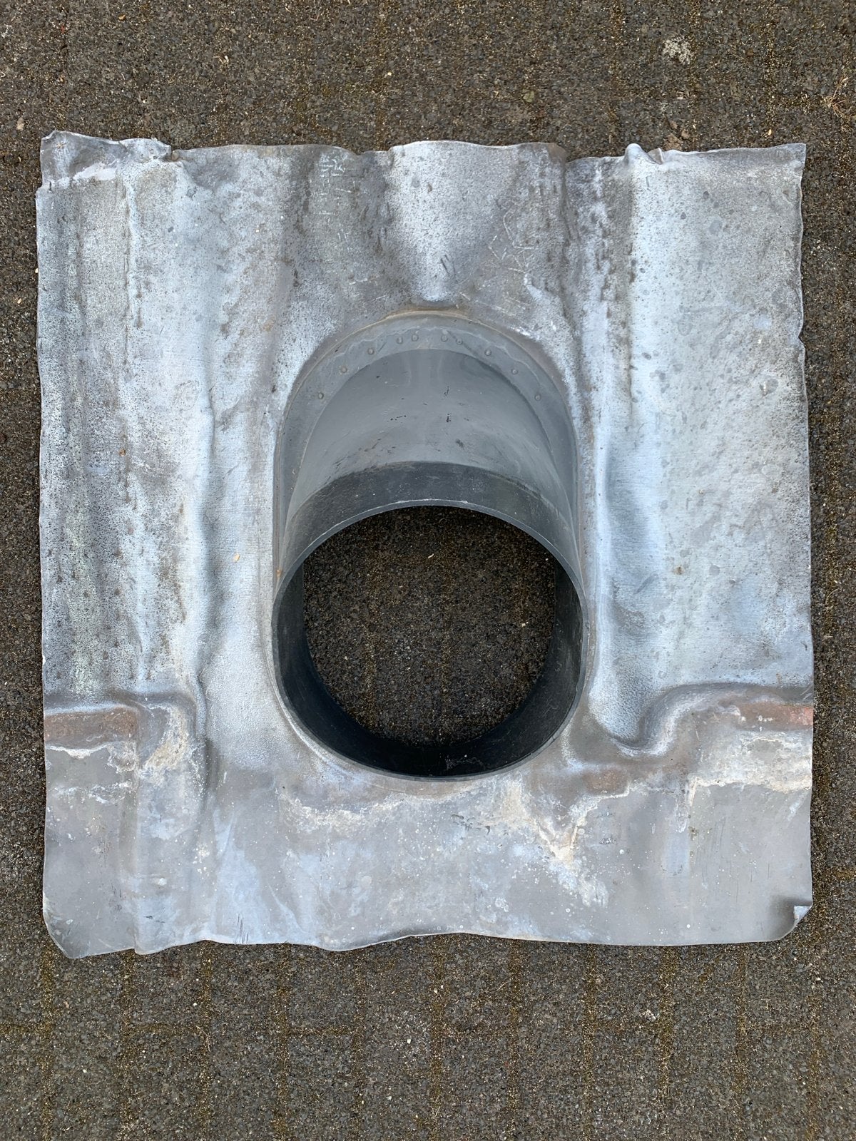 Dakdoorvoer met loden slab 50x50 cm, gat 17 cm, Doe-het-zelf en Verbouw, Dakpannen en Dakbedekking, Gebruikt, Overige typen, Ophalen of Verzenden