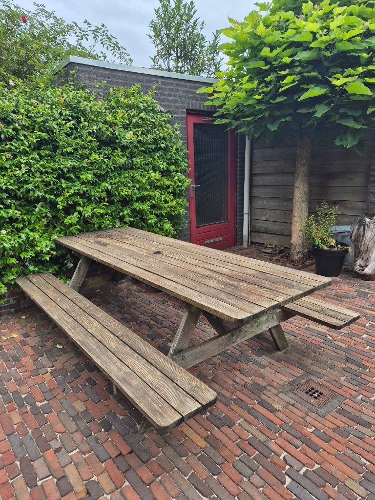 Picknick tafel van 240cm, Tuin en Terras, Picknicktafels, Ophalen, Gebruikt, Rechthoekig, Hout