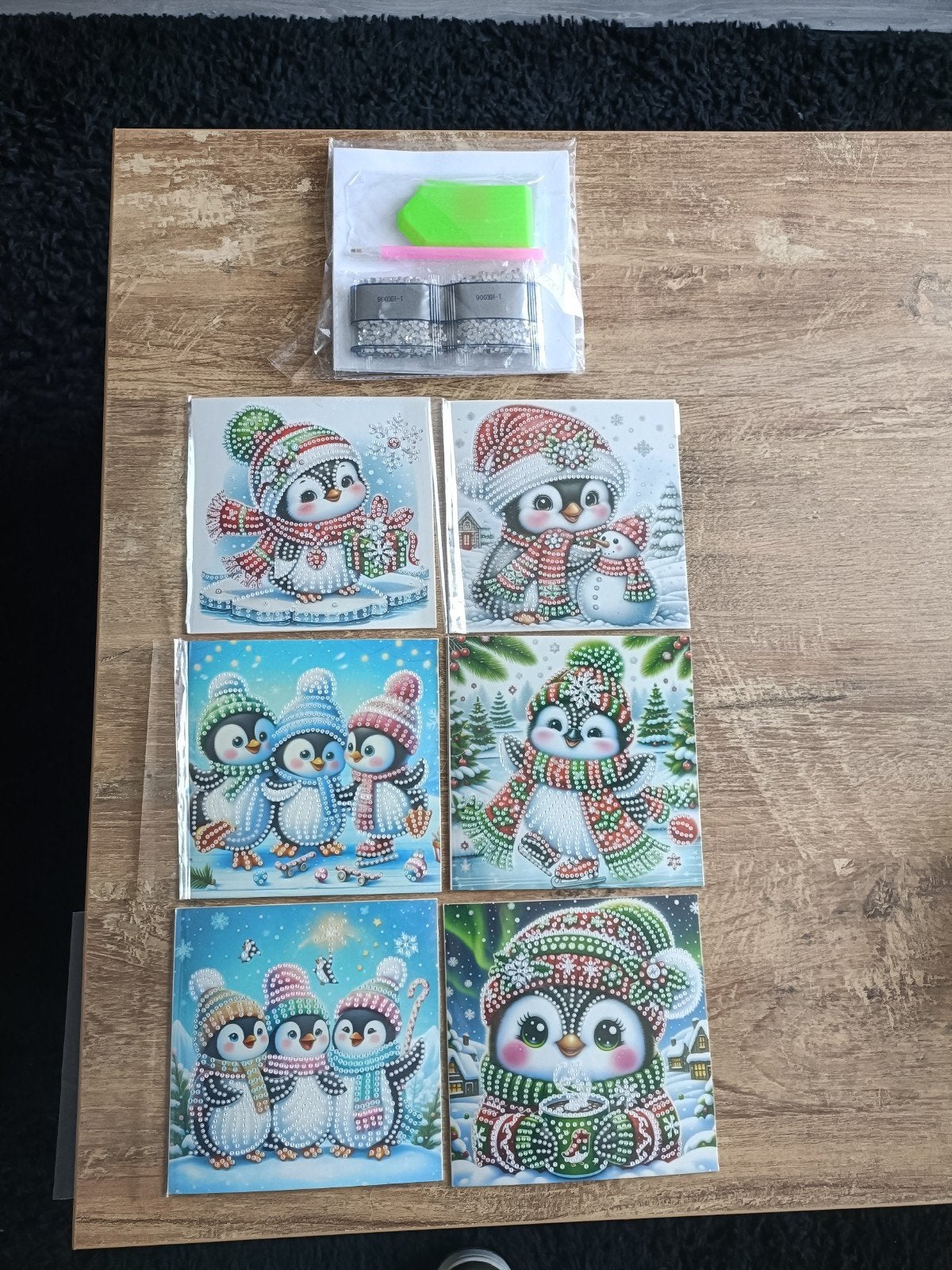 Diamond Painting Kerst Pinguïns - 6 stuks, Hobby en Vrije tijd, Knutselen, Ophalen of Verzenden