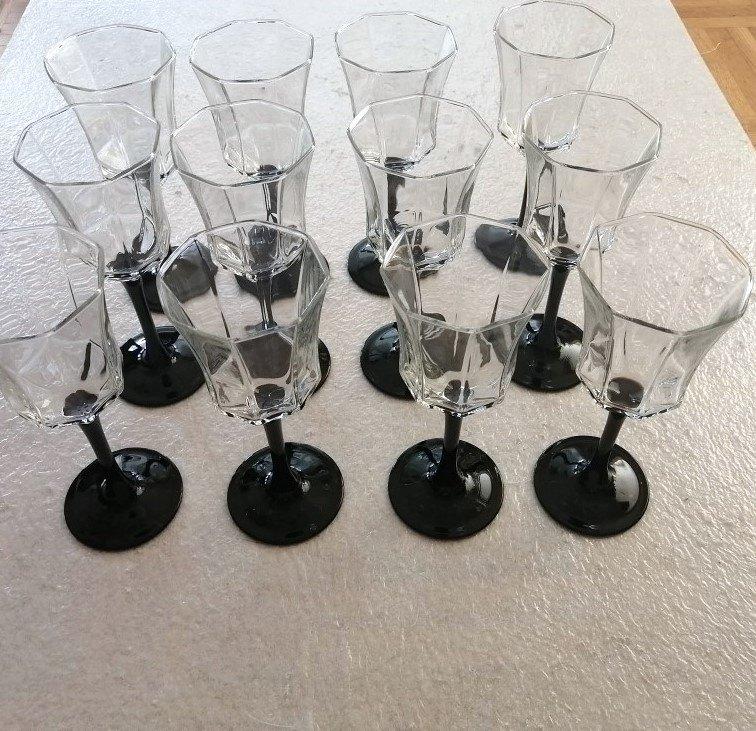 Arcoroc Octime Wijnglas met Zwarte Voet - Jaren 80, Antiek en Kunst, Antiek | Glas en Kristal, Ophalen of Verzenden