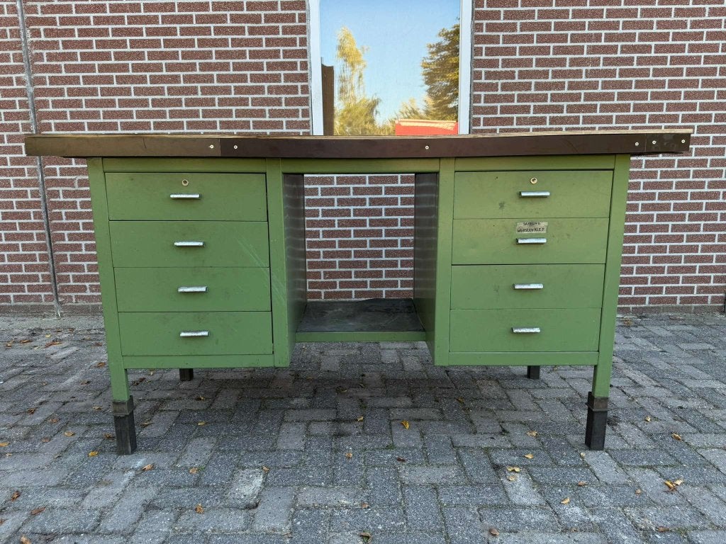 Robuuste industriëlen werkbank met lades nieuw werkblad, Niet ingevuld, Gebruikt, 70 tot 120 cm, Niet ingevuld