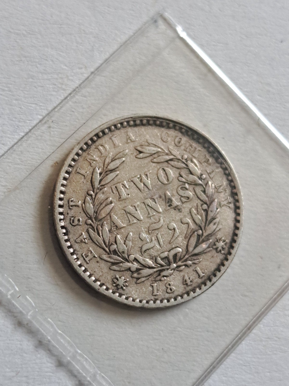 East India Company Two Annas 1841, Ophalen of Verzenden, Zuid-Azië, Losse munt, Zilver
