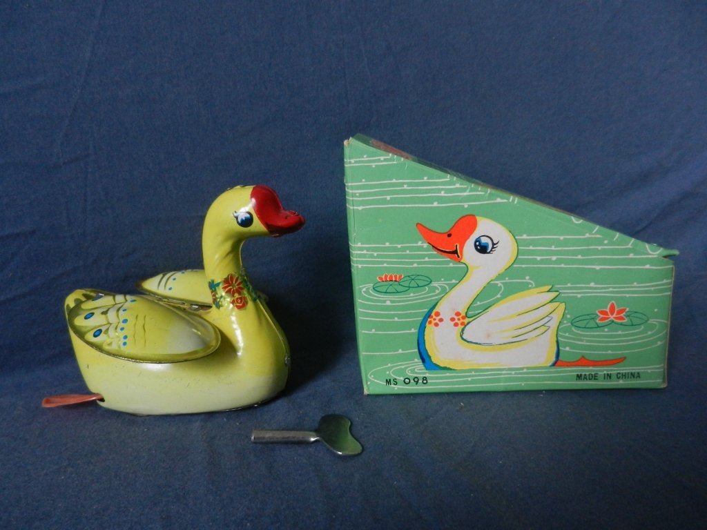 Blikken speelgoed Gosling / Ganzenjong in box China ca 1960, Ophalen of Verzenden