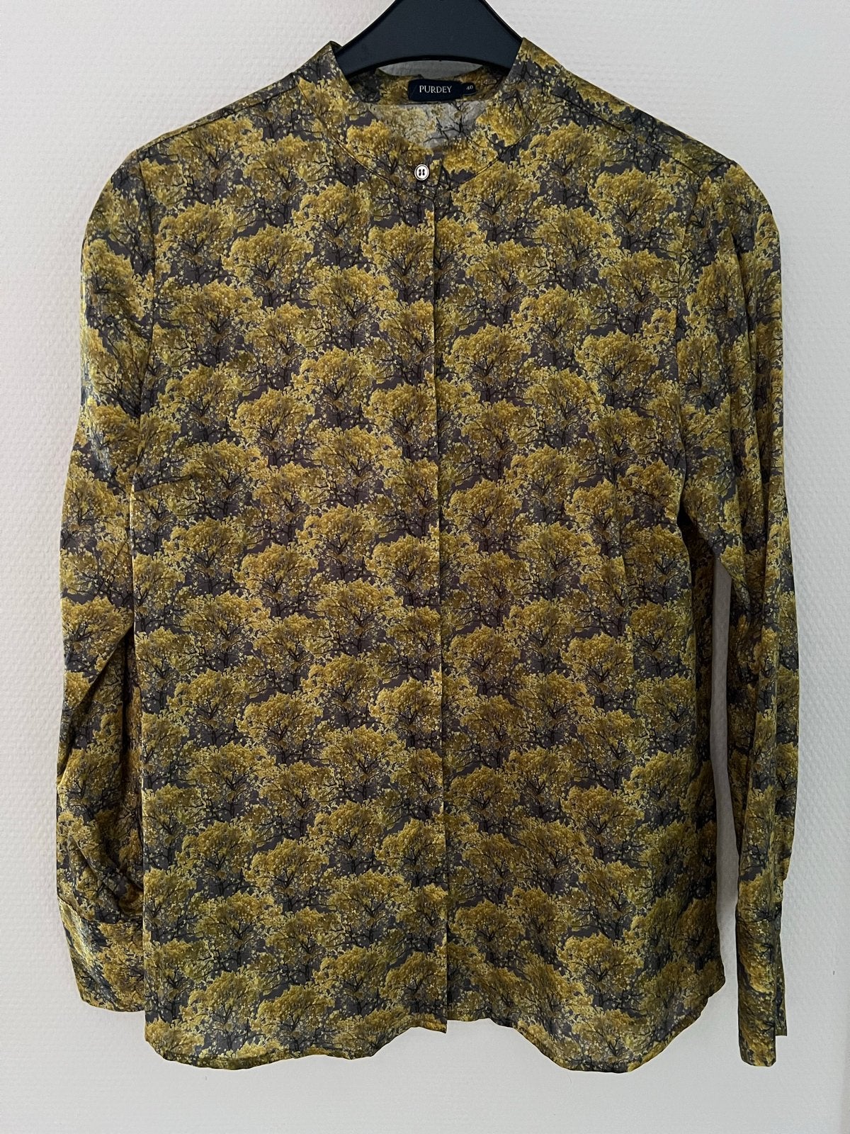 Purdey Blouse Maat 40 Zijde Katoen Okergeel Grijs, Ophalen of Verzenden, Zo goed als nieuw, Maat 38/40 (M), Meerkleurig