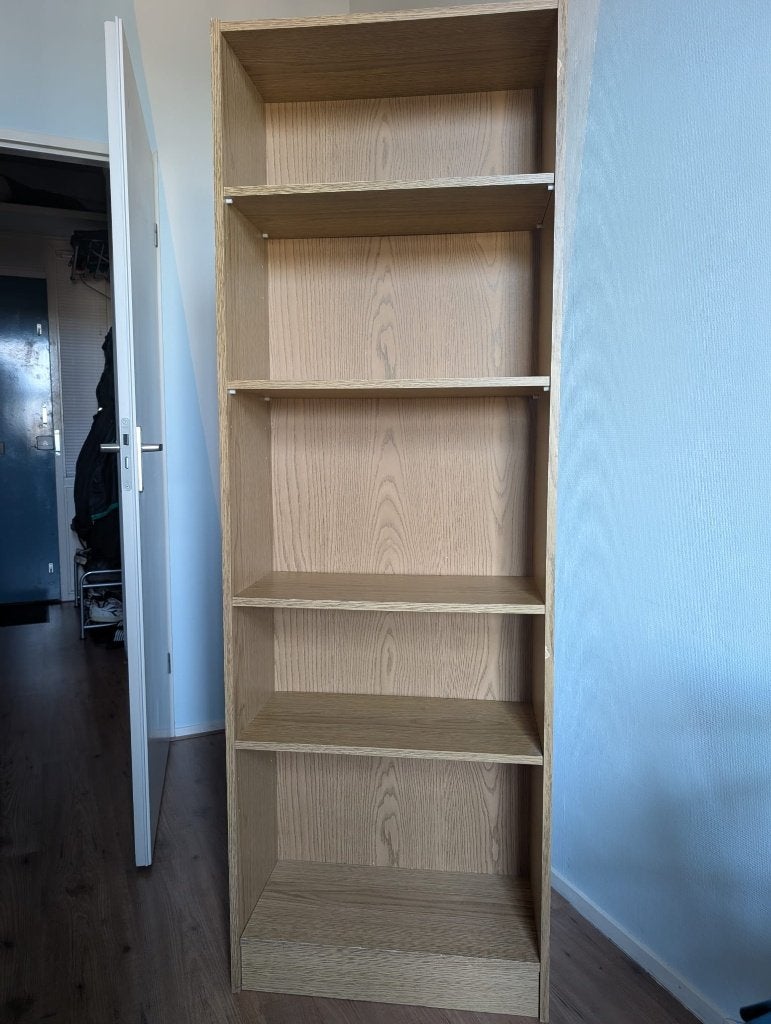 Boekenkast eikenkleur, Met plank(en), Gebruikt, 150 tot 200 cm, 25 tot 50 cm