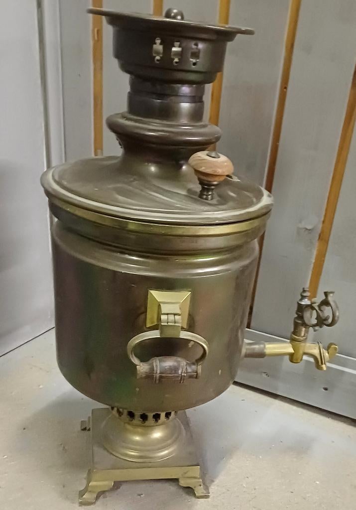 Russische Samovar thee schenkkan koper keizerlijke stempels, Ophalen, Koper