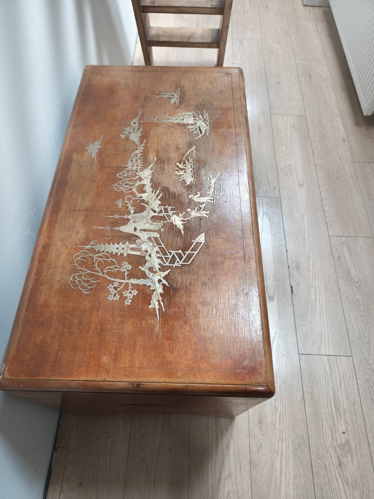 Antieke Chinese kist met inlegwerk, Antiek en Kunst, Ophalen