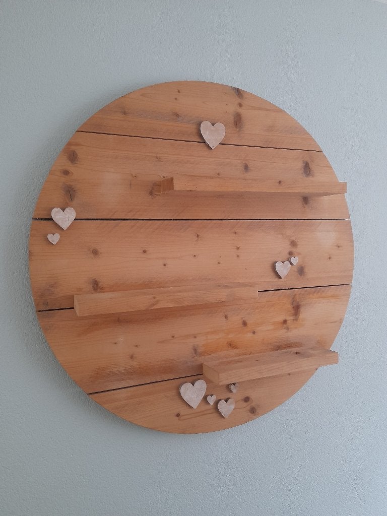 houten wandpaneel rond diameter 90cm, Ophalen, 90 cm, Hout, Zo goed als nieuw
