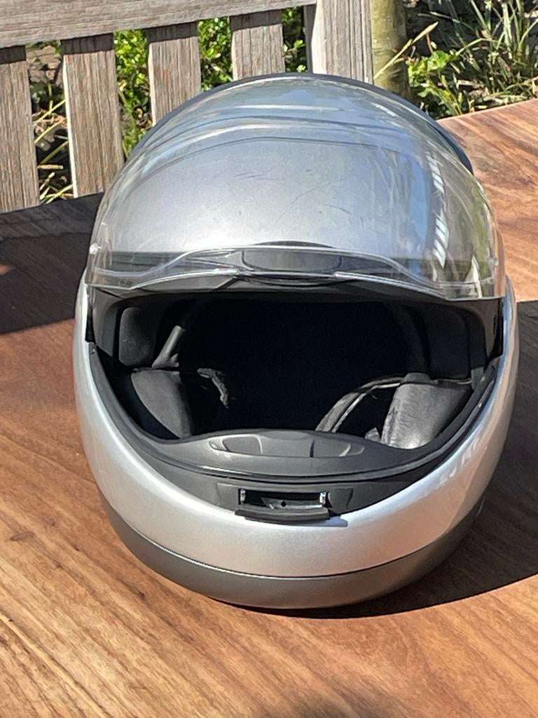 Zilveren Systeemhelm BMW - Maat m 54-55, Motoren, M, Systeemhelm, Heren, Tweedehands