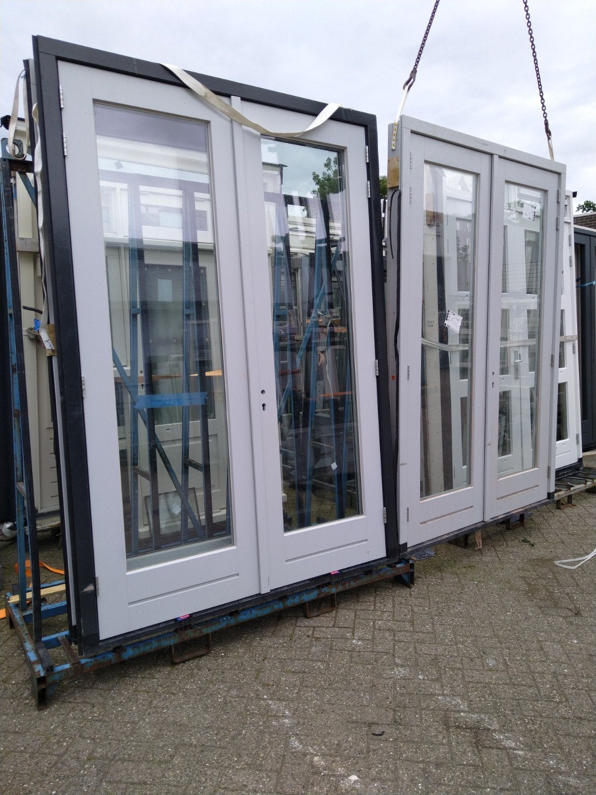 2 sets kozijn met dubbele tuindeuren, Doe-het-zelf en Verbouw, Nieuw, Ophalen of Verzenden, Buitendeur, Glas
