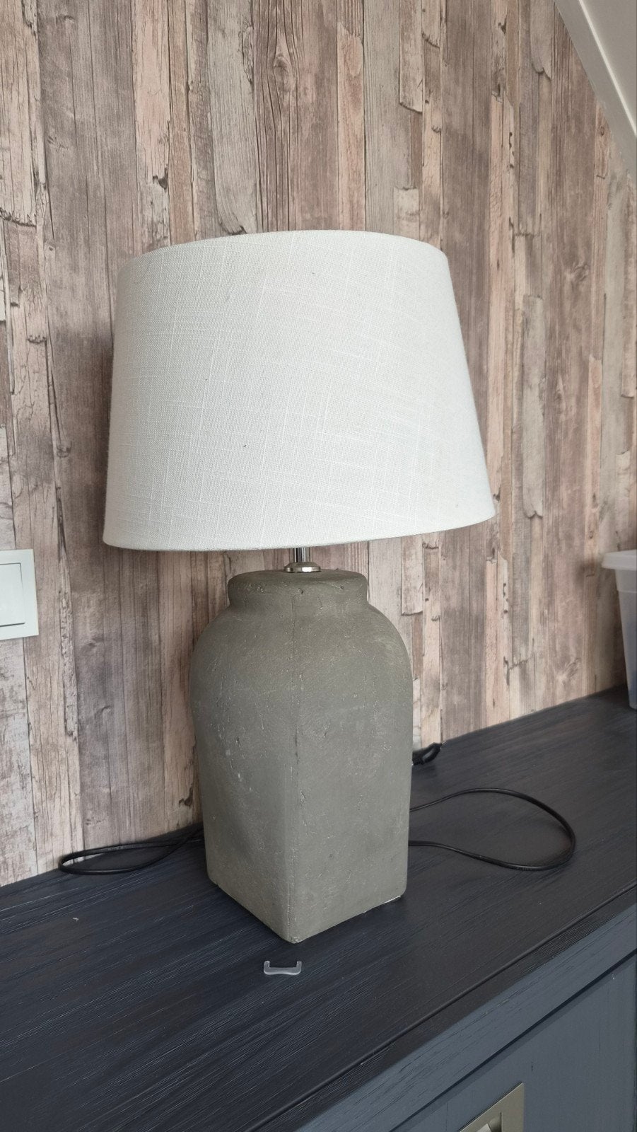 tafellamp betonlook met beige kap, Beige, Ophalen