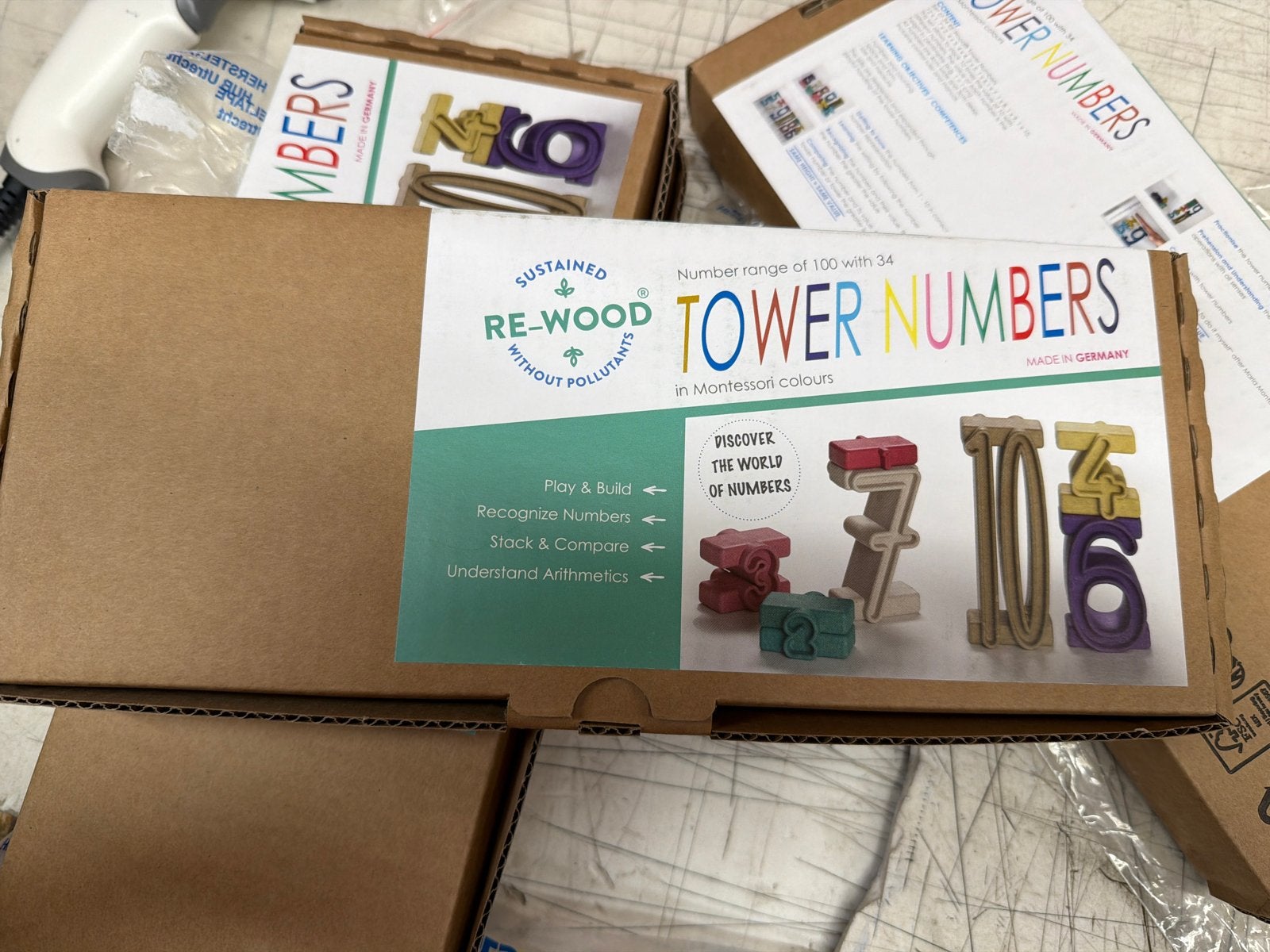 4 stuks RE-WOOD Tower Numbers Montessori Educatief Speelgoed, Kinderen en Baby's, Overige typen, Nieuw, Ophalen of Verzenden, Nvt