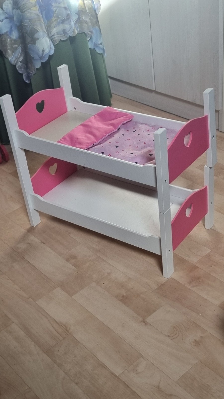 Poppen stapelbed met roze details en dekentje, Kinderen en Baby's, Ophalen, Gebruikt, Overige typen