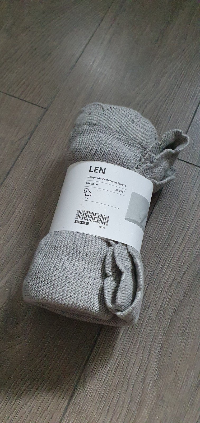 IKEA LEN Deken 70x90 cm grijs gebreid, Kinderen en Baby's, Kinderkamer | Beddengoed, Jongetje of Meisje, Nieuw, Ophalen of Verzenden