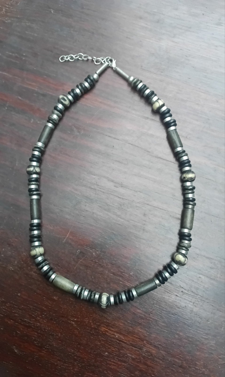 Vintage Boho Hippie Choker met Kralen (Steen & Glas), Overige kleuren, Ophalen of Verzenden, Steen of Mineraal, Verstelbaar