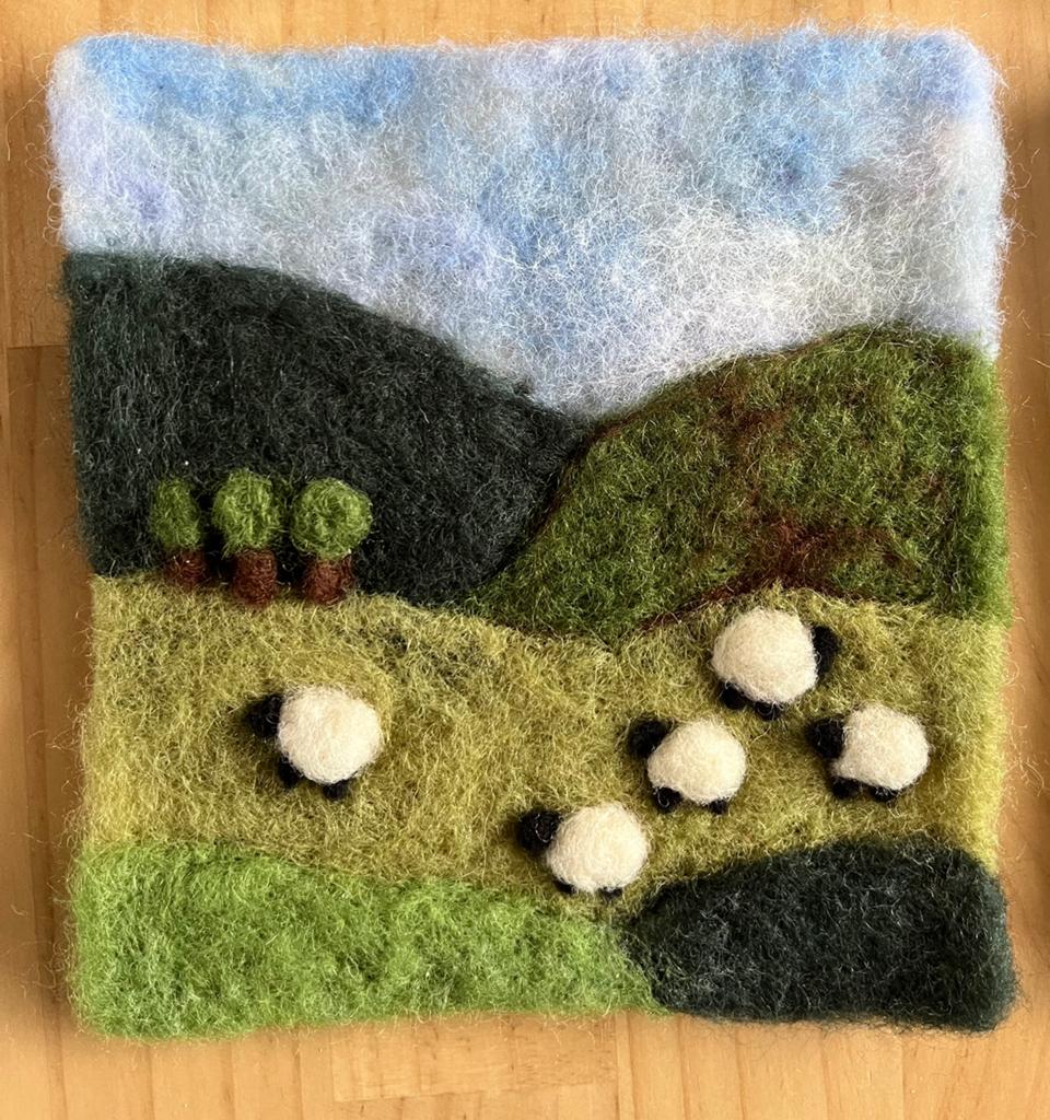 Vilten schikderijtje ‘landschap’, Ophalen of Verzenden