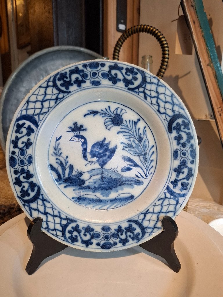 antiek chinees bord met kraanvogel, Ophalen of Verzenden