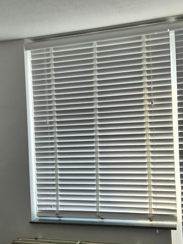 Fenstr houten jaloezie wit 120x180cm (defect remsysteem), Huis en Inrichting, Stoffering | Gordijnen en Lamellen, Ophalen, Gebruikt