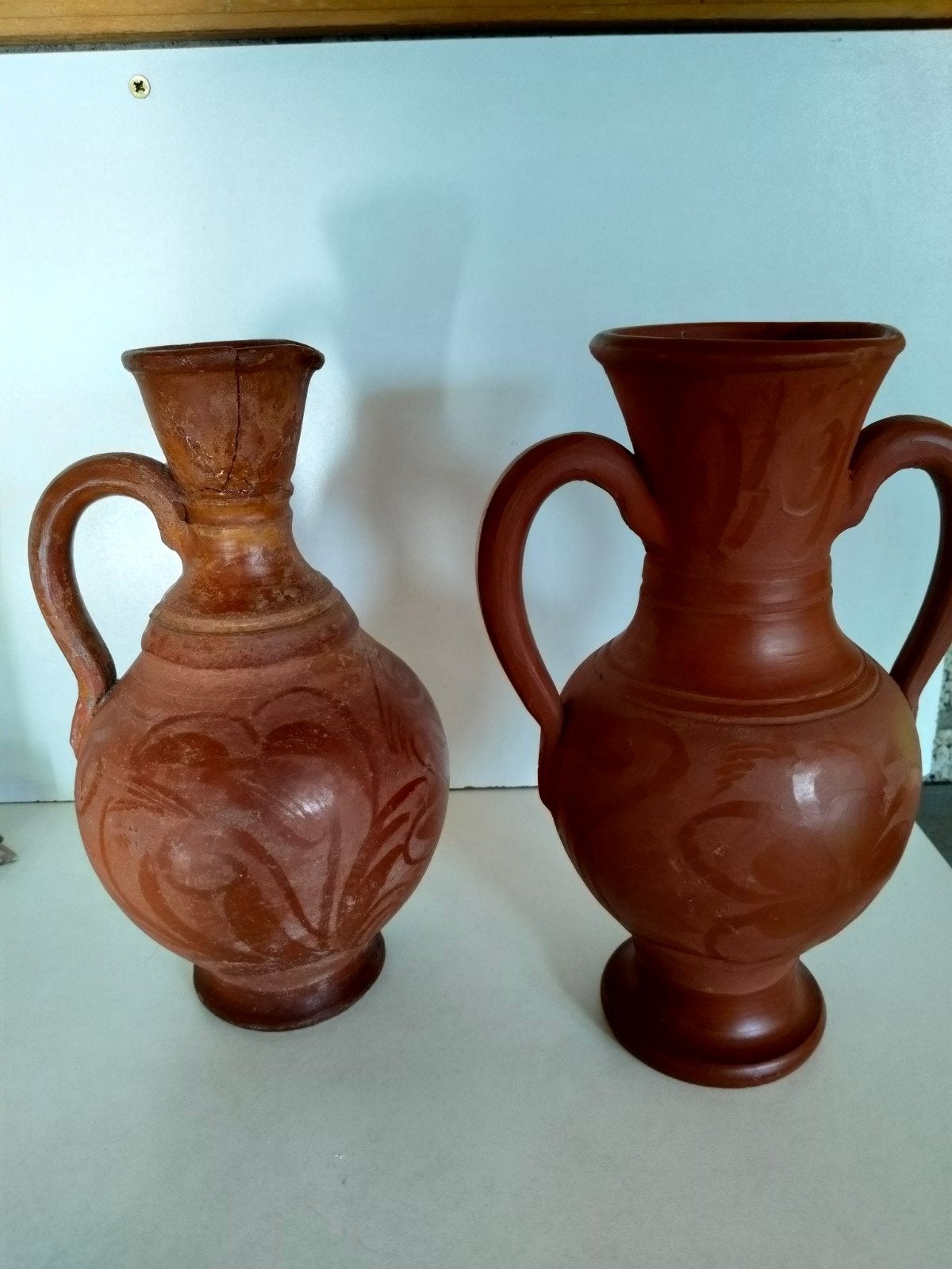 Set van 2 Antieke Terracotta Kruiken - Decoratief, Ophalen of Verzenden