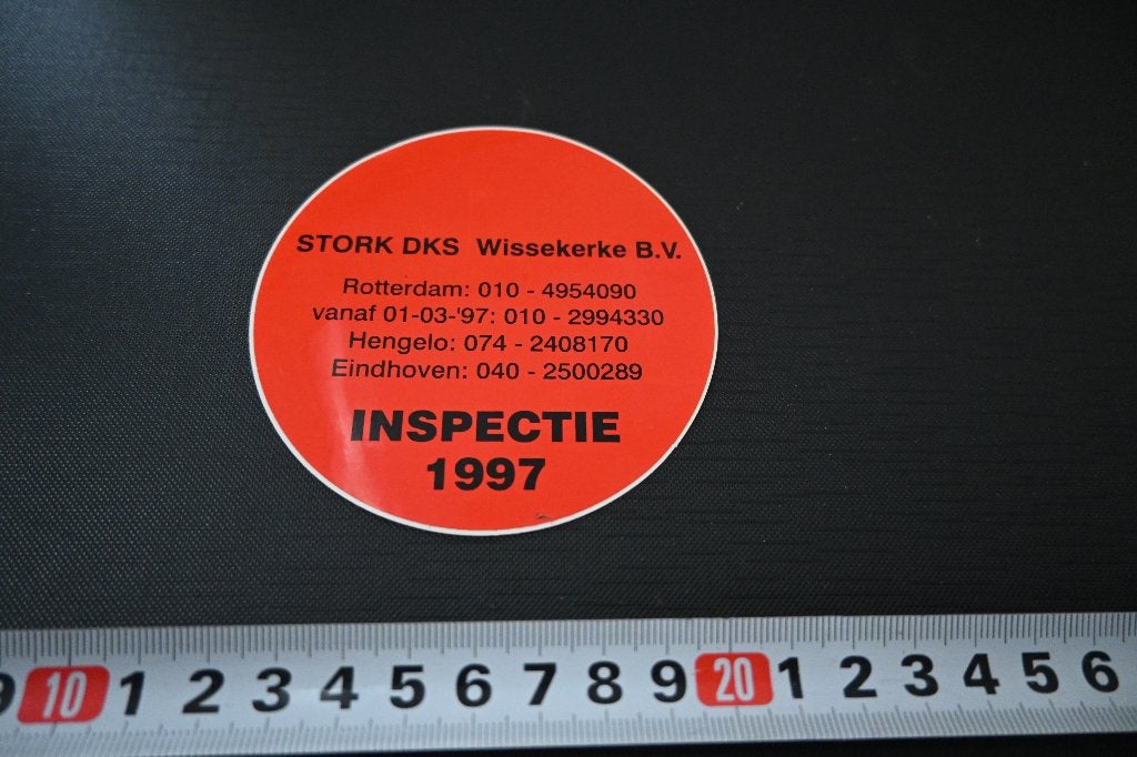 sticker Inspectie STORK DKS Wissekerke bv EHV Rotterdam Heng, Ophalen of Verzenden, Zo goed als nieuw