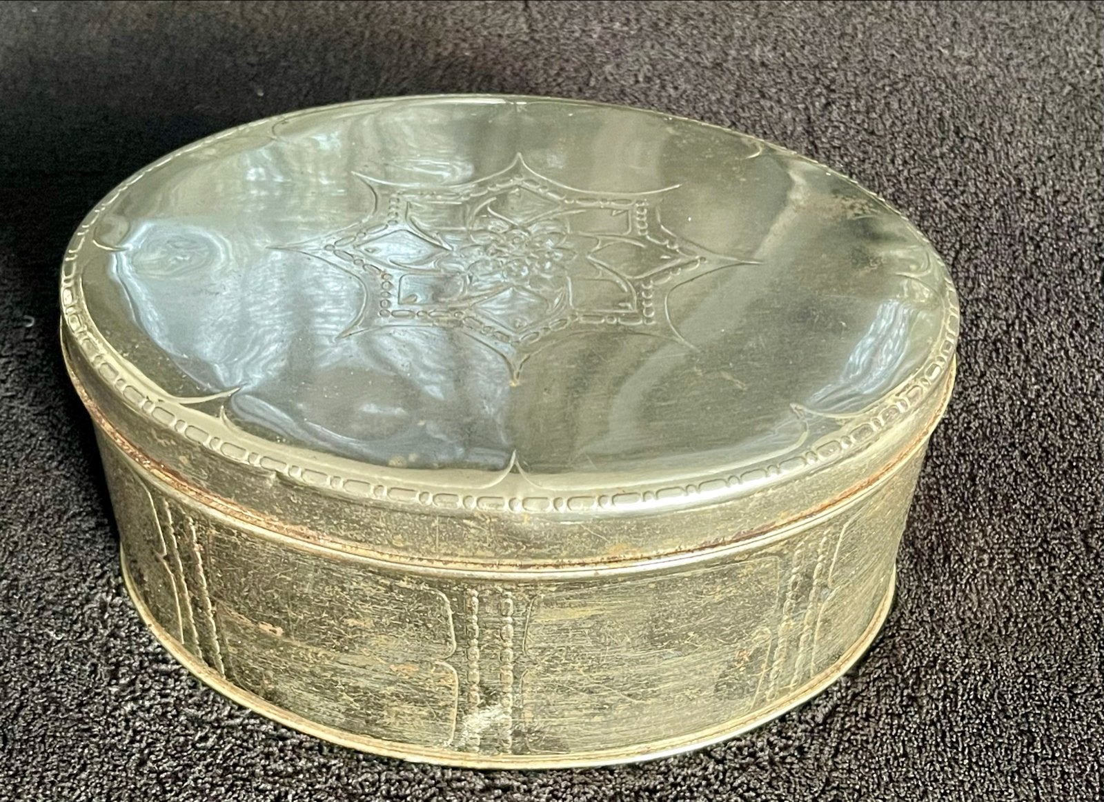 Vintage Verkade Zaandam koekblik, ovaal, zilverkleurig, Ophalen of Verzenden