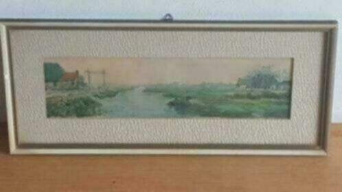 Aquarel prachtig werk Hollands Landschap, Ophalen