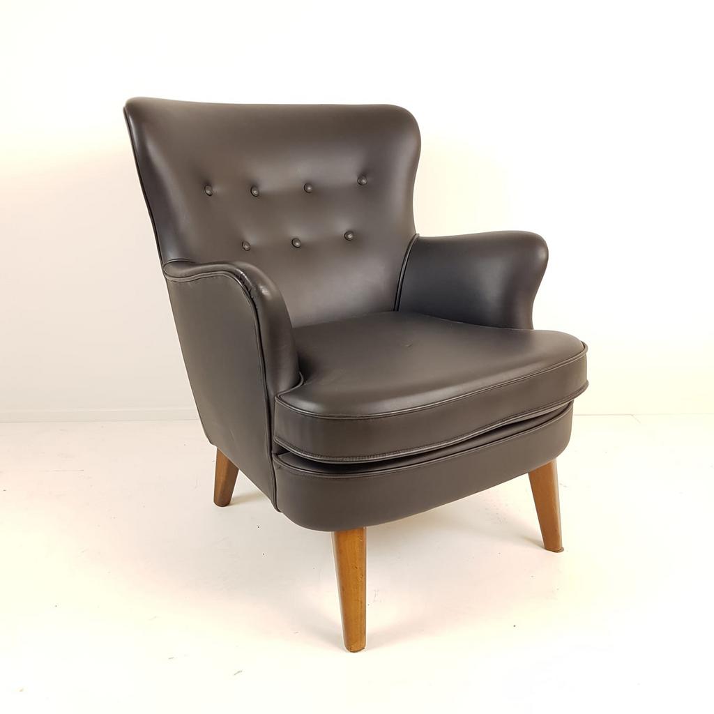 Artifort Theo Ruth fauteuil zwart skai, -, -, 75 tot 100 cm, Ophalen of Verzenden