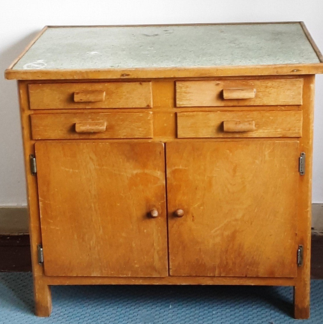 Vintage houten kastje met lades en deurtjes opknappertje, Ophalen