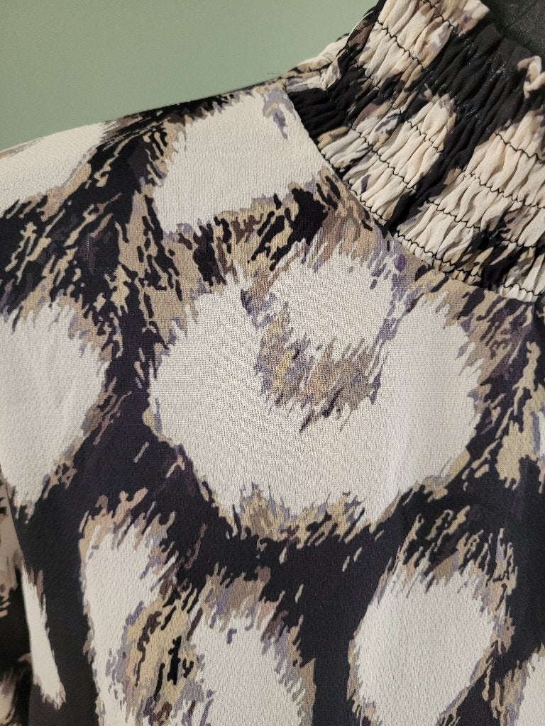 Vlotte beige zwarte blouse top bloes maat M nieuw, Ophalen of Verzenden, Nieuw, Maat 38/40 (M), Beige