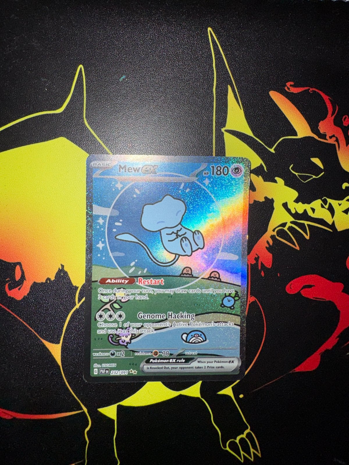Mew ex 232/091 Full Art Pokémon kaart, Ophalen of Verzenden, Zo goed als nieuw, Losse kaart, Foil