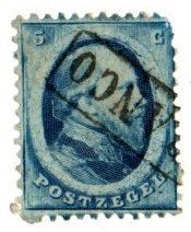 NS 283 Zegel nr.4 van 1864 waarde 5 ct blauw (mist 1 tandje, Verzenden, T/m 1940, Gestempeld