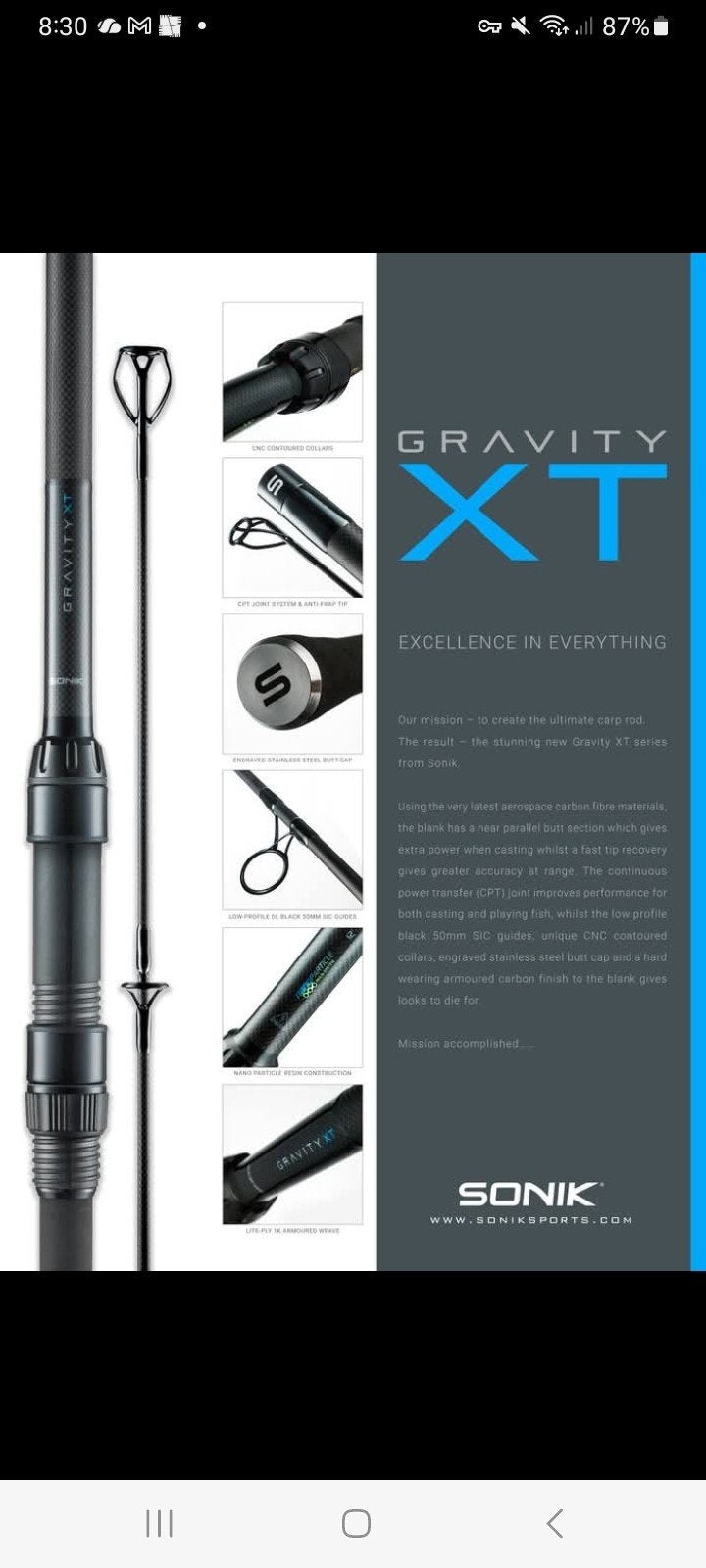 Sonik gravity XT 10ft (3.00lbs), Ophalen, Zo goed als nieuw, Werphengel