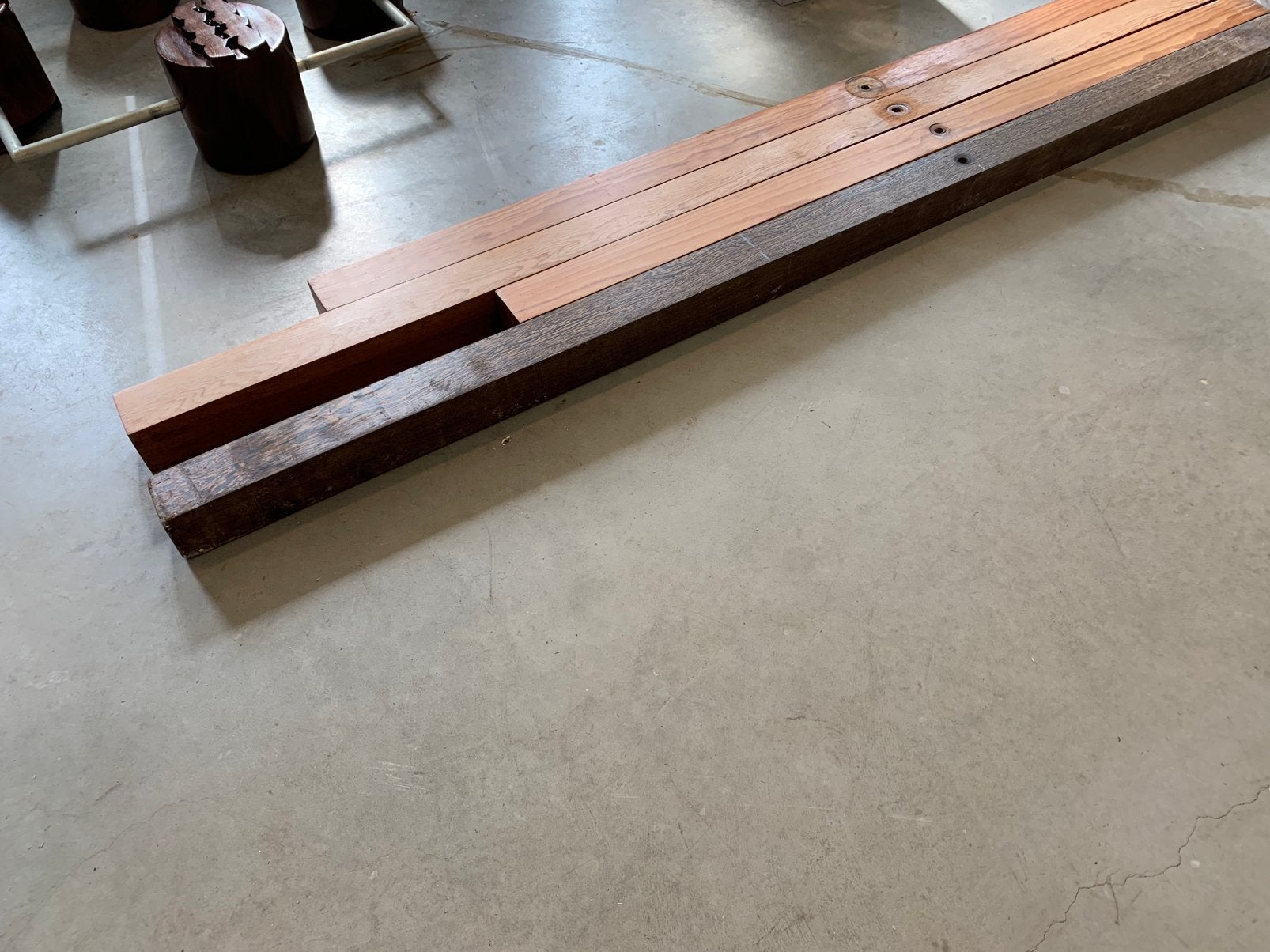 4 hardhouten palen, Doe-het-zelf en Verbouw, Hout en Planken, Ophalen, Gebruikt, 200 tot 250 cm, 50 mm of meer