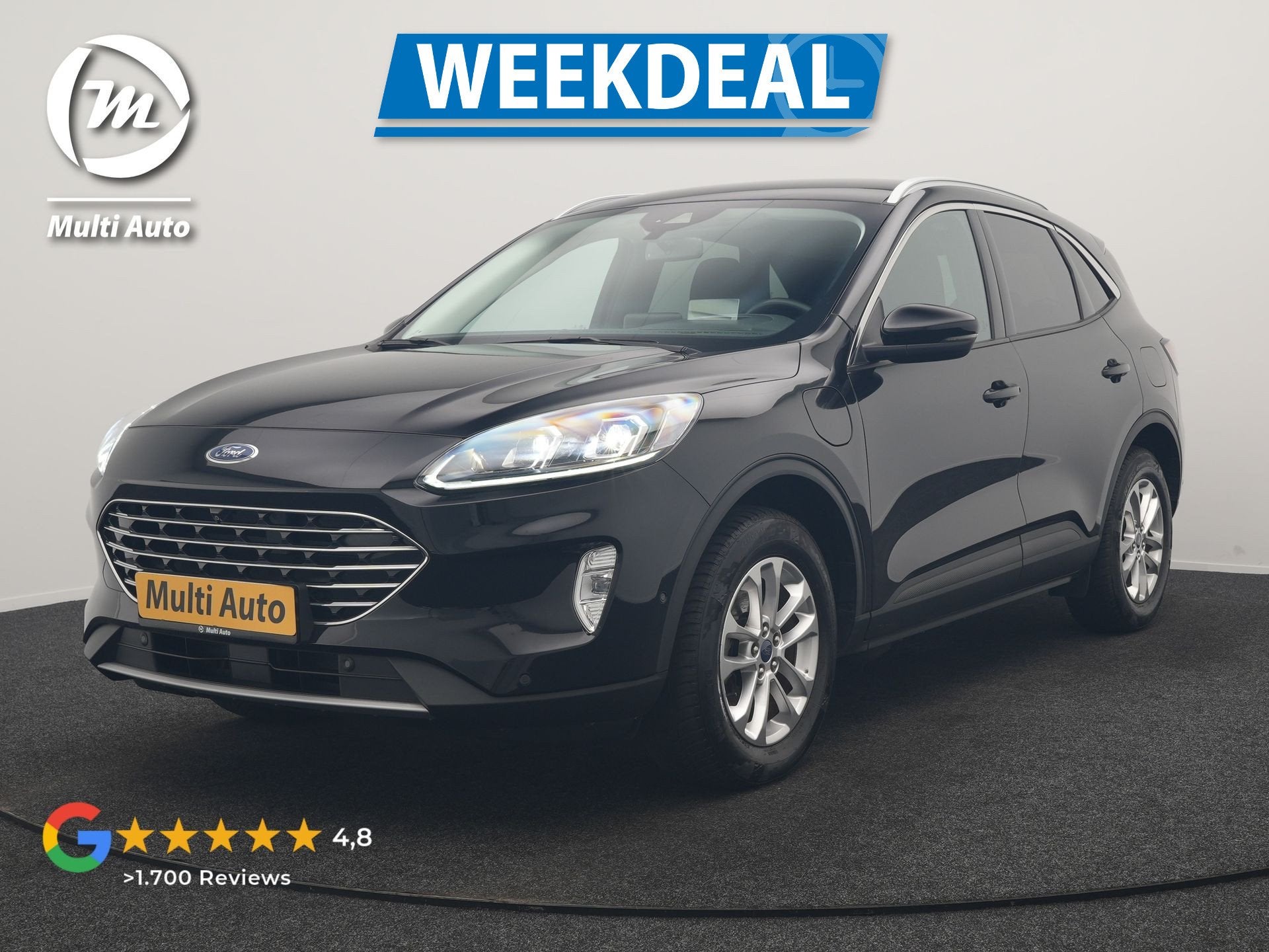 Ford Kuga 2.5 PHEV Titanium 225pk Dealer O.H. | Trekhaak Afn, Auto's, Dealer onderhouden, Stof, Gebruikt, Zwart