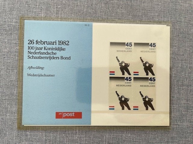 Postzegelmapje PZM2 - 100 jaar KNSB  1982  Postfris, Ophalen of Verzenden, Postfris, Sport
